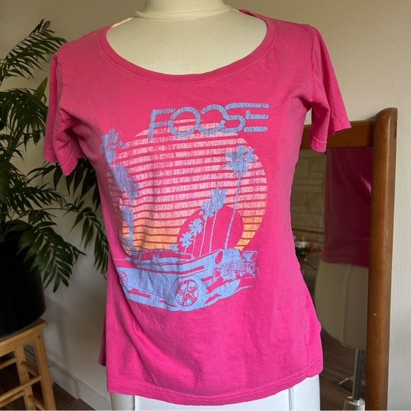Anvil Tops - Vintage Foose T Shirt Women's M Pink Hot Rod Sunset Graphic Anvil 100% Cotton